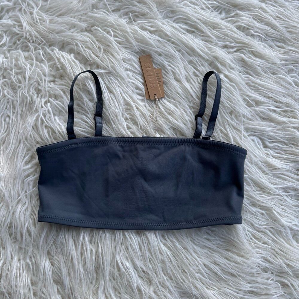 SKIMS Black Bandeau Bikini Top
